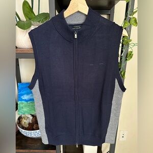 Brooks Brothers Mens S Zip Neck Merino Wool Blend Vest Pockets Navy NWT